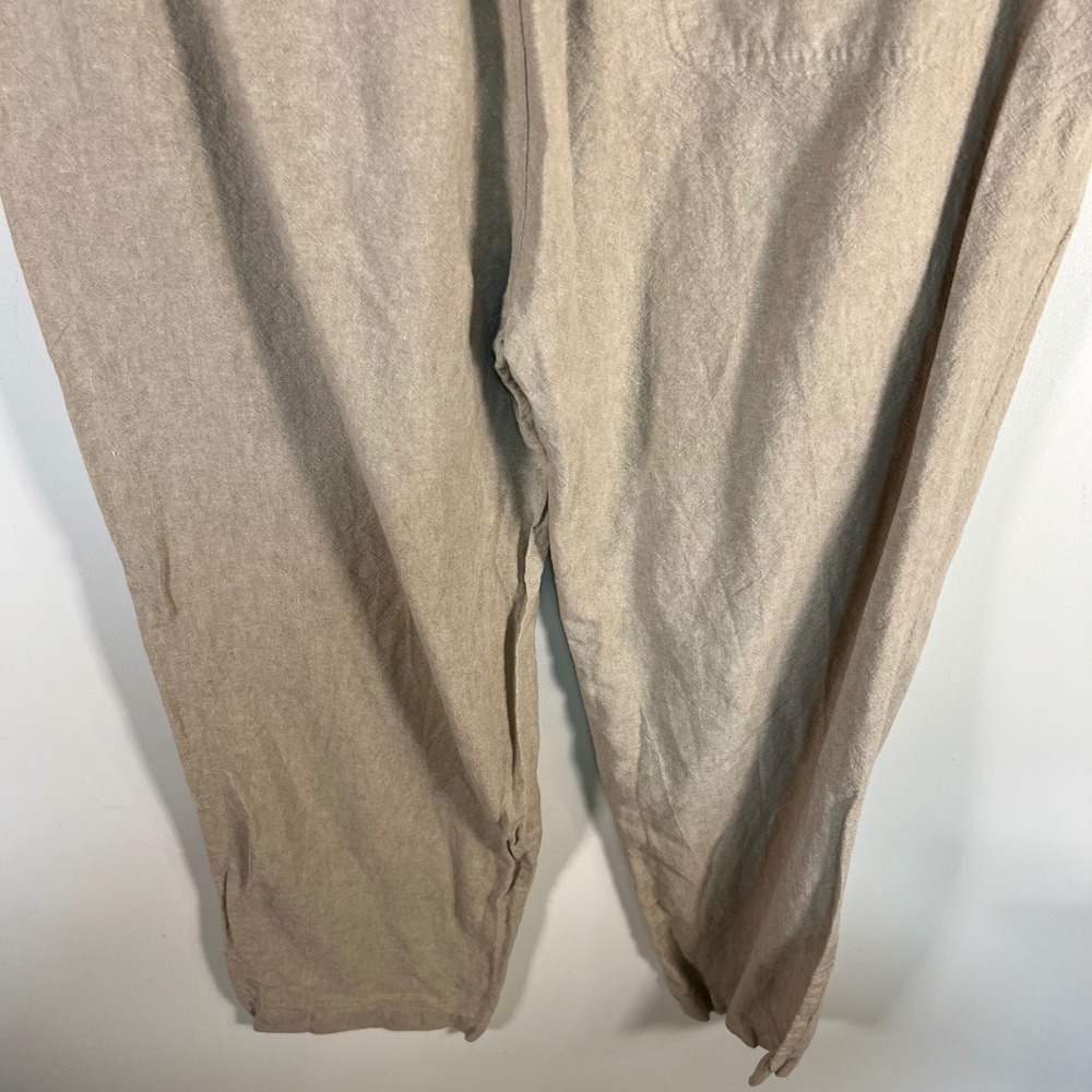 Centro‎ Mens Linen Blend Drawstring Pants Khaki Tan Size Large 36-38 Relaxed Fit - Picture 6 of 8
